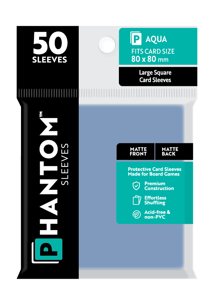 Phantom Sleeves: "Aqua Size" (80mm x 80mm) - Matte/Matte (50)