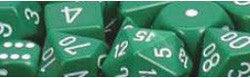 D10 Opaque Dice, Green/White, 10Ct - Boardlandia