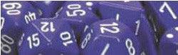 D10 Opaque Dice, Purple/White, 10Ct - Boardlandia