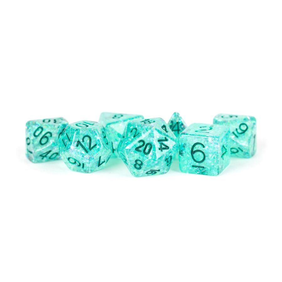 7ct Polyhedral Set: Flash Teal - 16mm Resin - Boardlandia